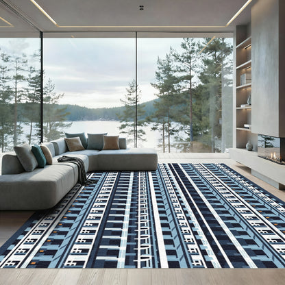 Modern Blue Highrise Geometric Rug
