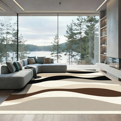 Neutral Earthy Tone Wave Rug