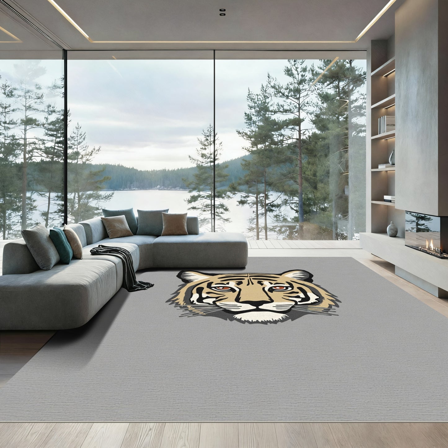 Bold Tiger Face Gold Eyes Rug