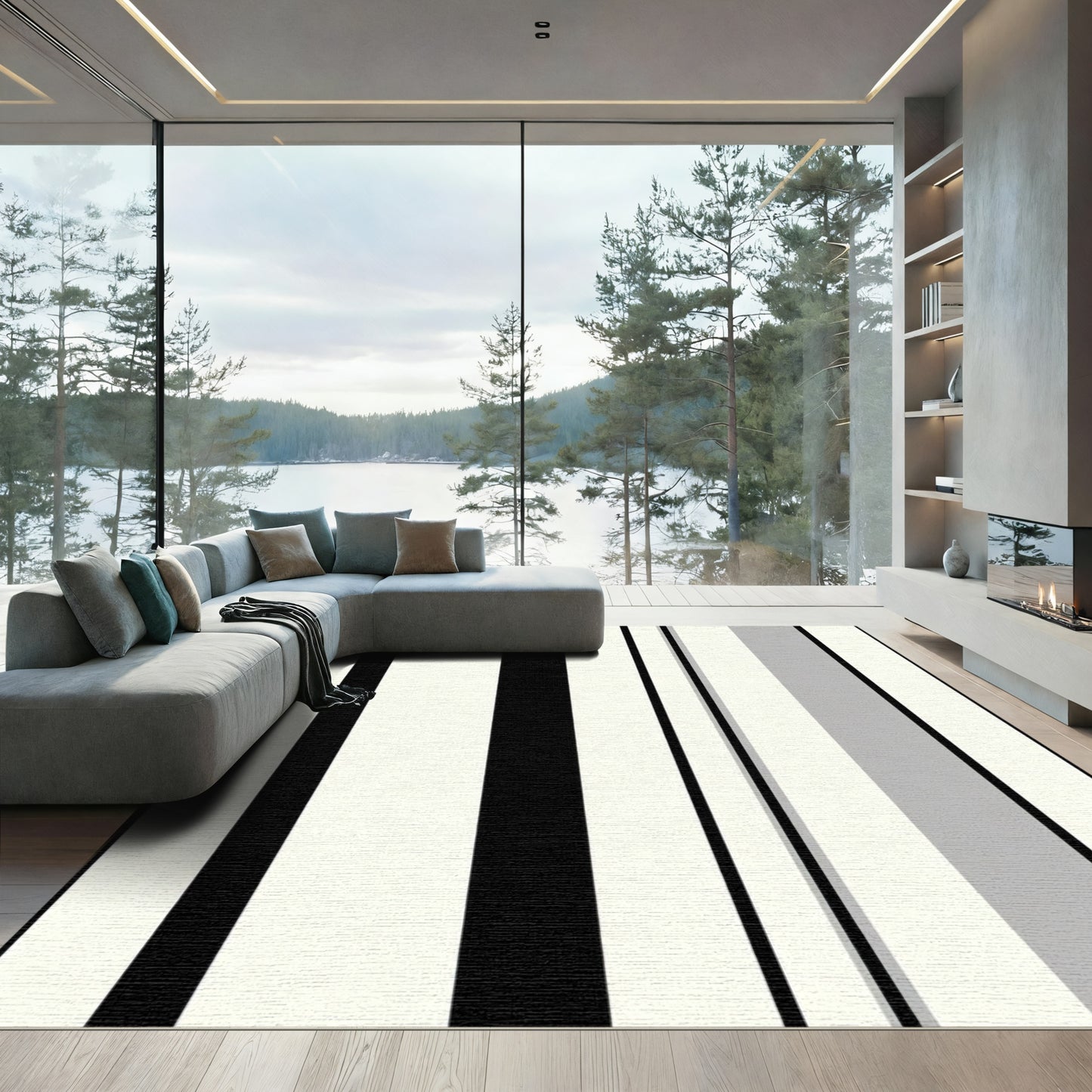 Monochromatic Vertical Stripe Rug