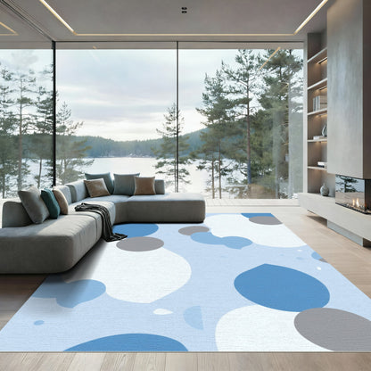 Serene Blue Blob Abstract Rug