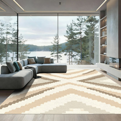 Earthy Tone Chevron Geometric Rug