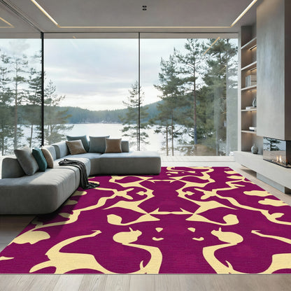 Crimson Symmetric Abstract Organic Rug