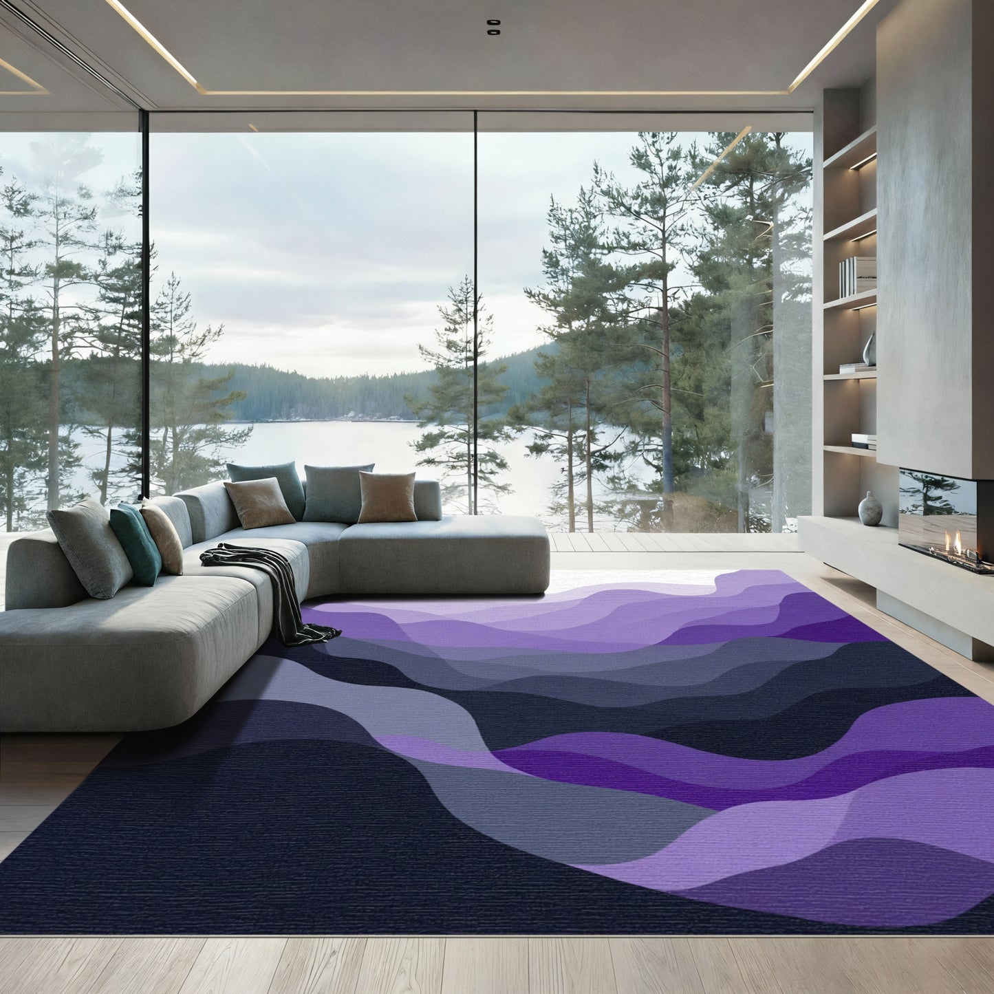 Amethyst Gradient Abstract Wave Rug