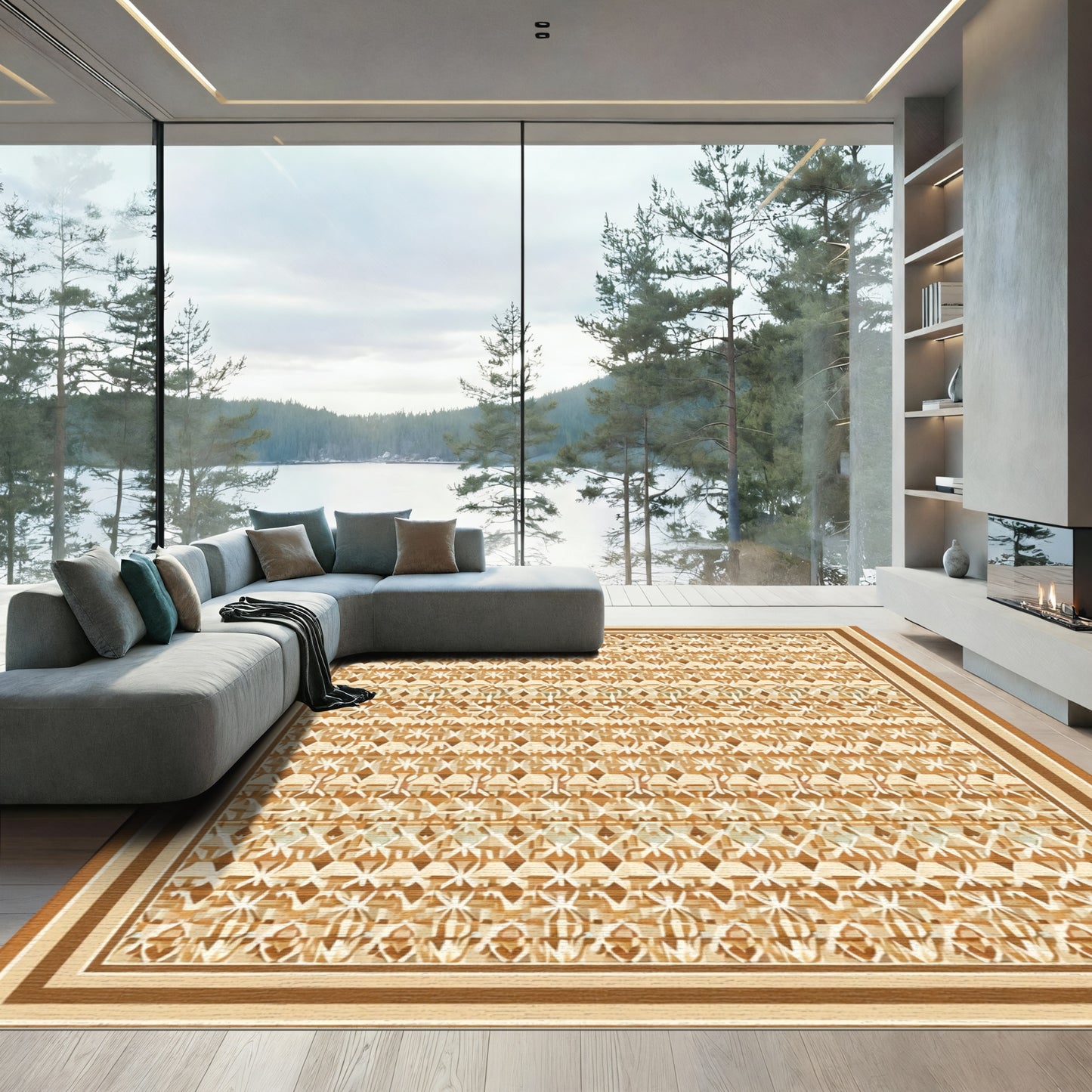 Earthy Tones Geometric Stripe Rug
