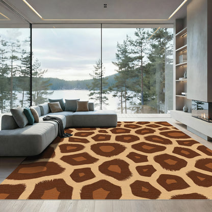 Brown Giraffe Spot Print Rug
