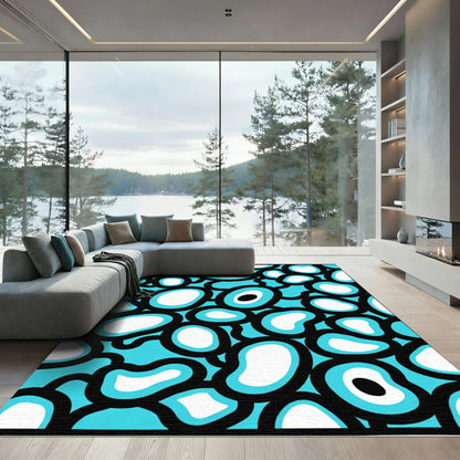 Abstract Aqua Organic Blob Collage Rug