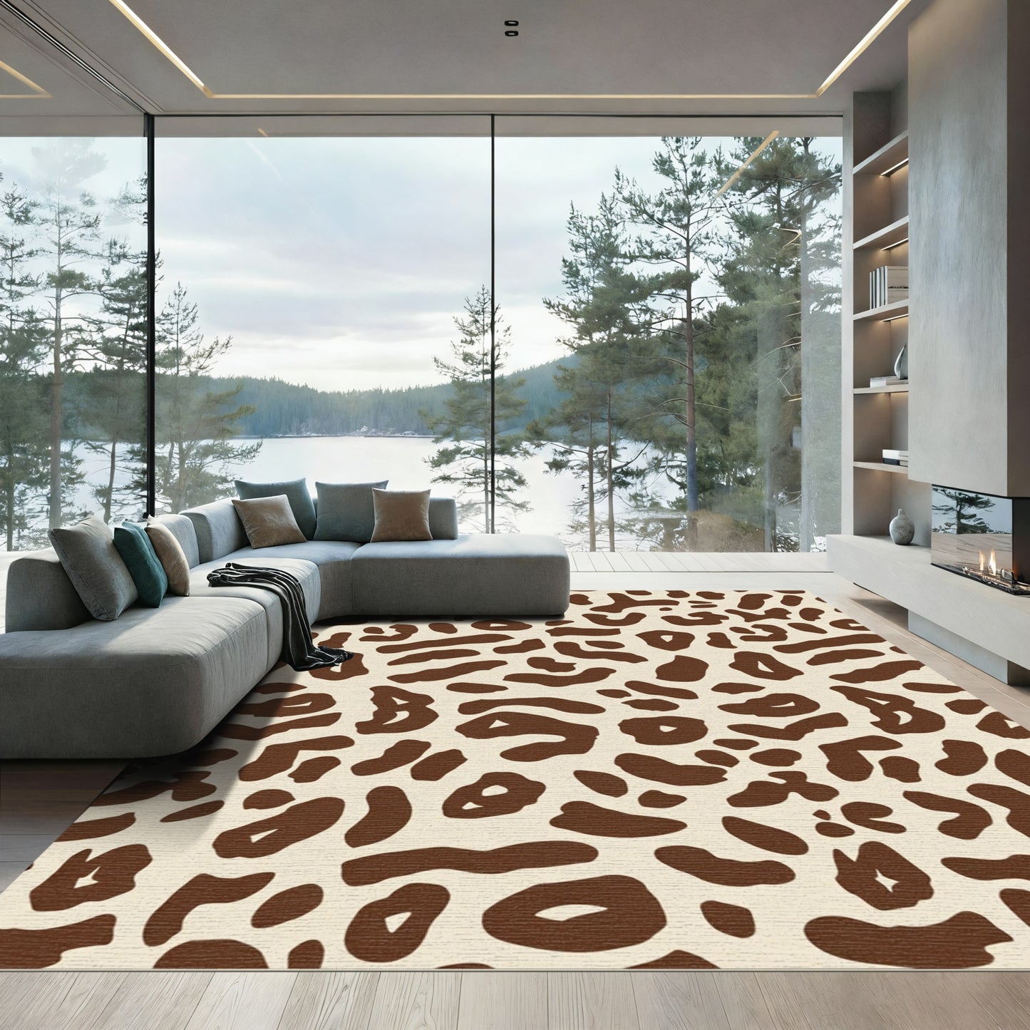 Warm Brown Cheetah Spot Rug