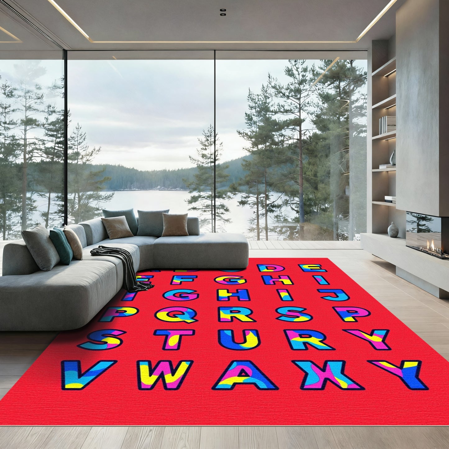 Bright Alphabet Splash Art Rug
