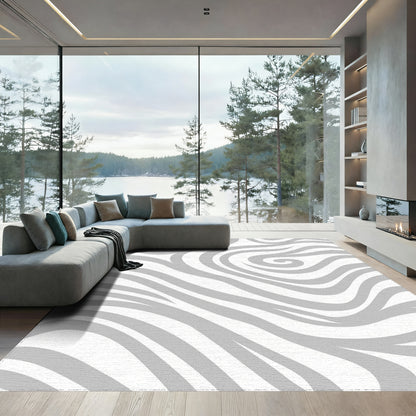 Gray Swirl Wave Curl Rug