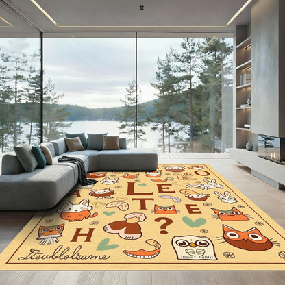 Whimsical Animal Alphabet Collage Rug
