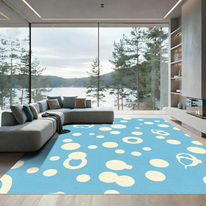Light Blue Cream Bubble Scatter Rug