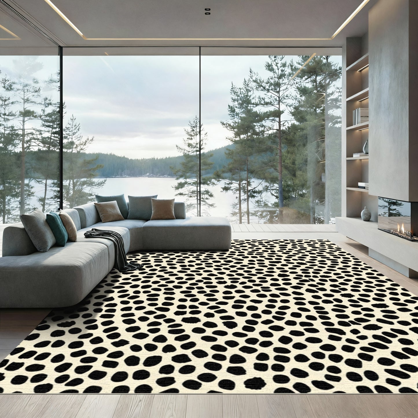 Neutral Speckled Organic Dot Arrangement Rug