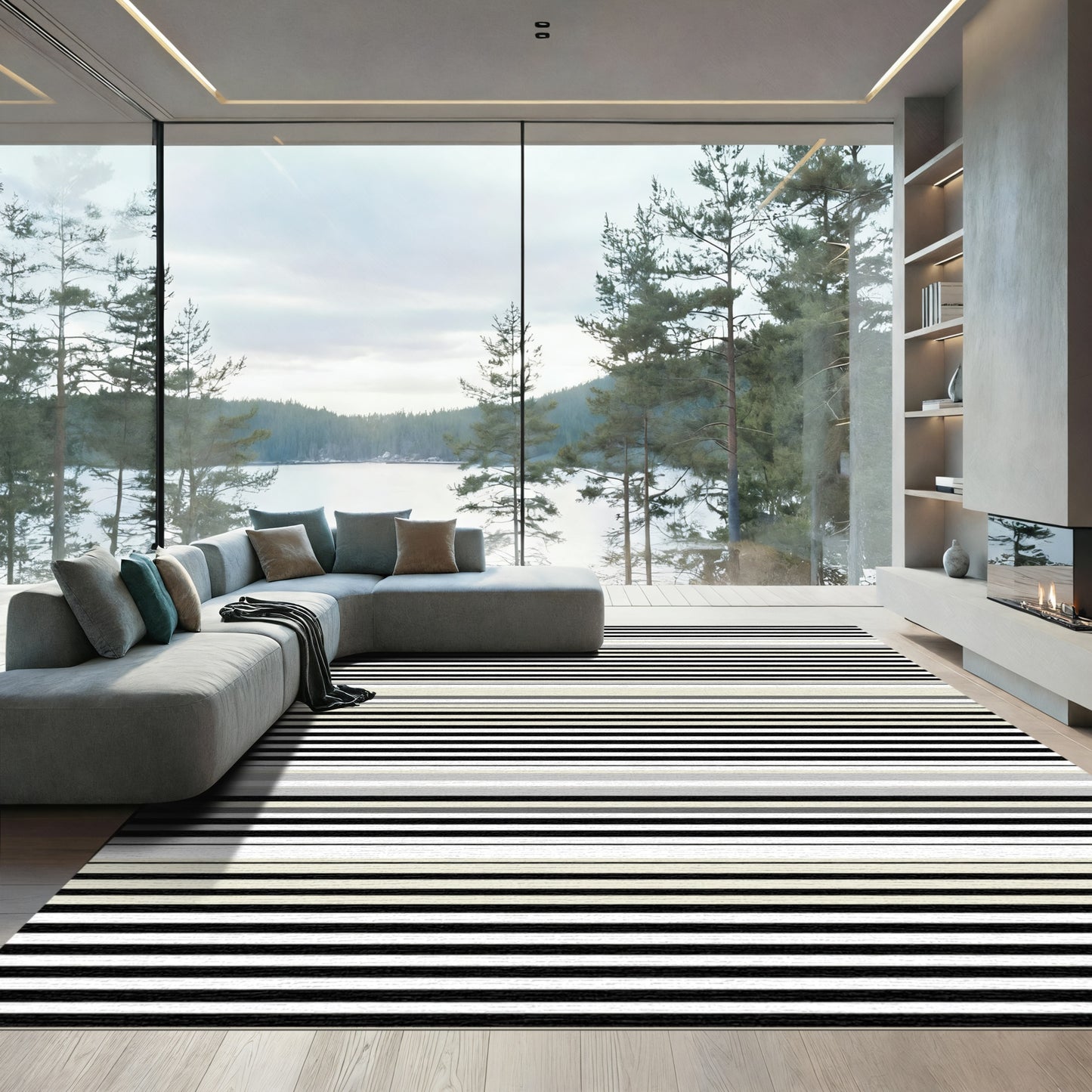Neutral Tone Thin Stripe Rug