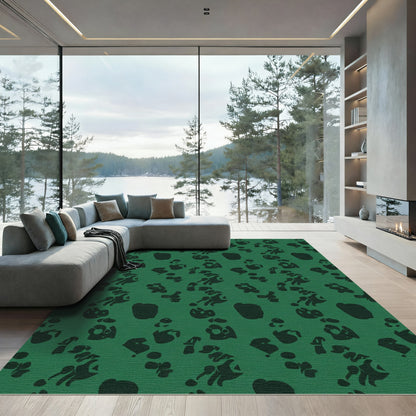 Dark Green Organic Ink Blot Rug