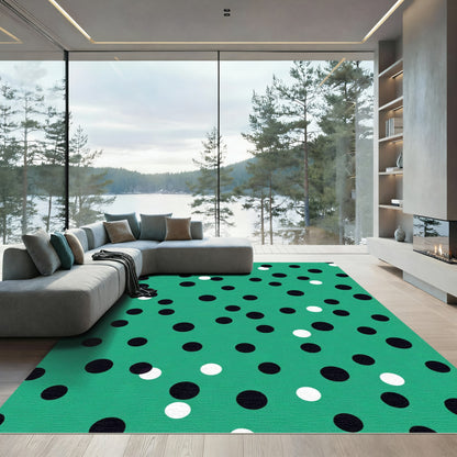 Teal Black White Polka Dot Scatter Rug