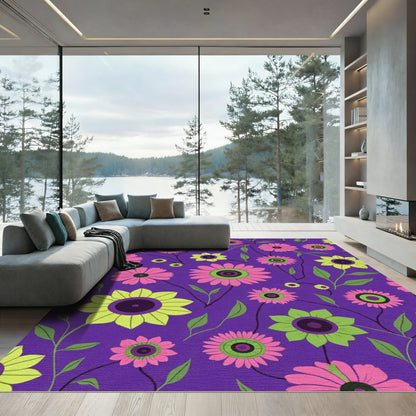 Vibrant Purple Daisy Garden Rug