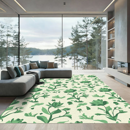 Emerald Green Floral Garden Rug