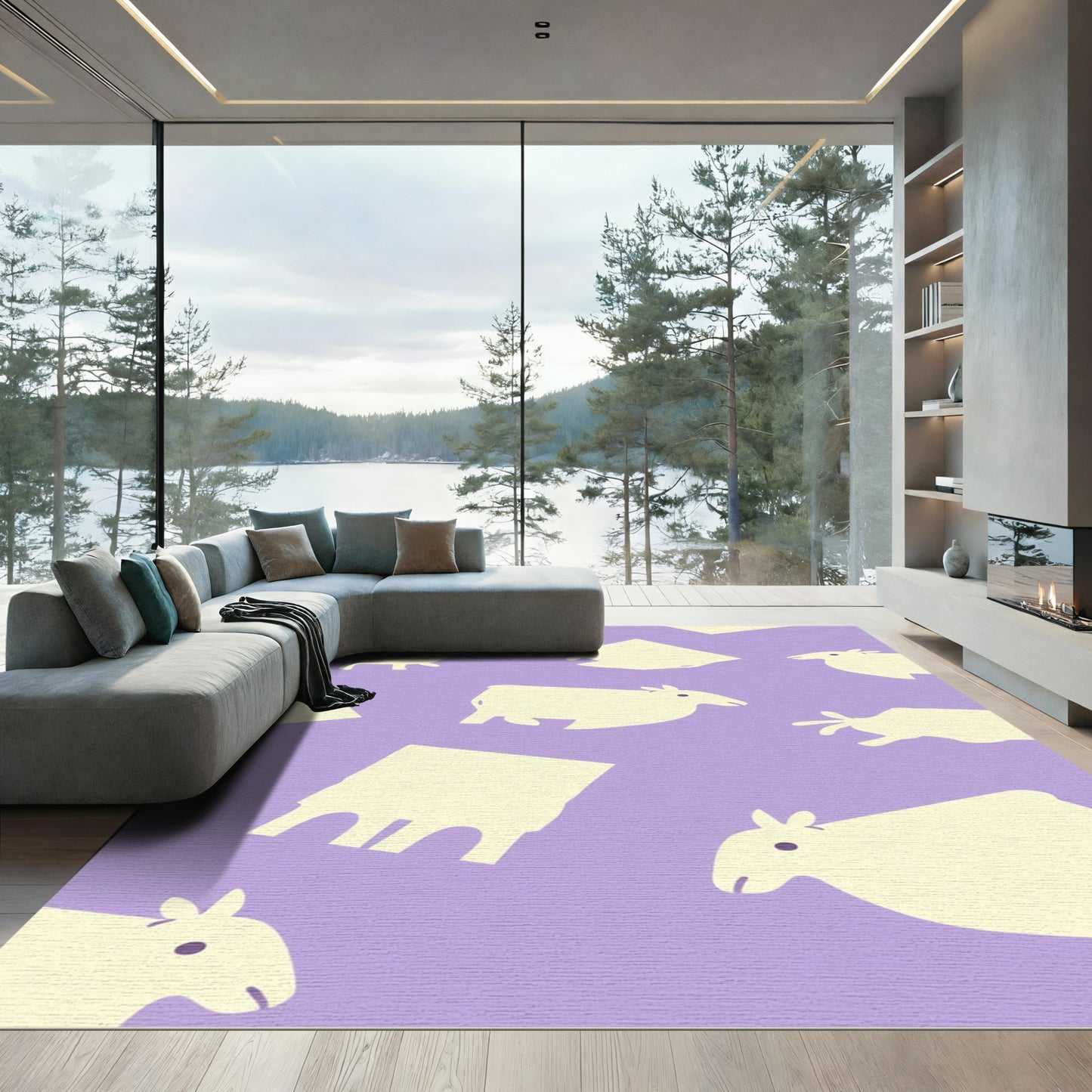 Pastel Lavender Sheep Field Rug