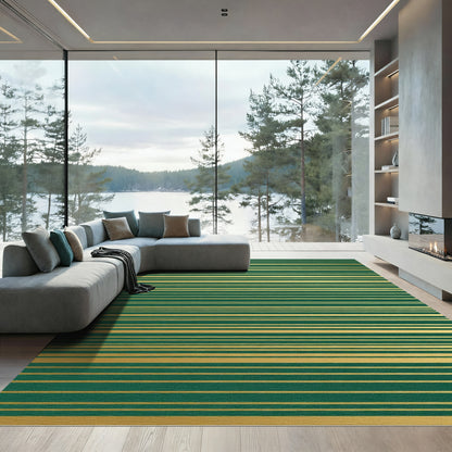 Emerald Gold Horizontal Stripe Rug