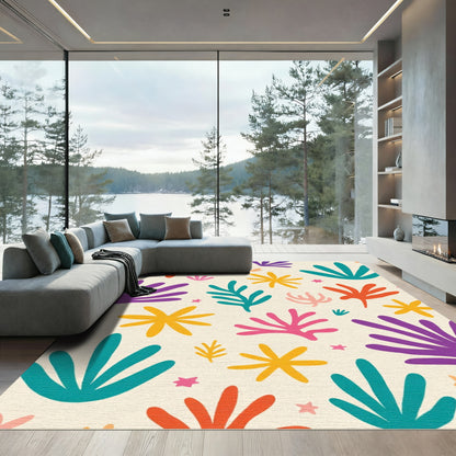 Vibrant Abstract Floral Collage Rug
