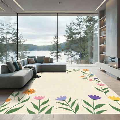 Vibrant Floral Meadow Garland Rug