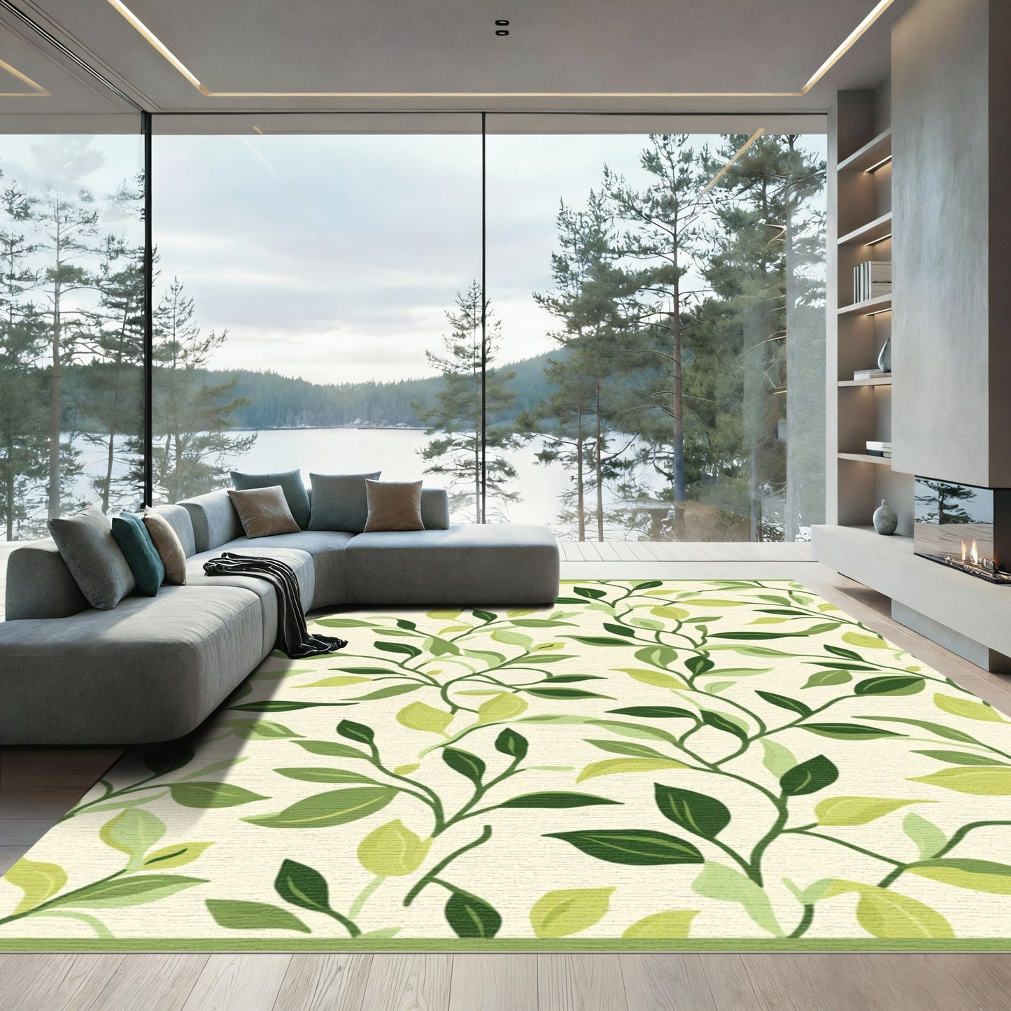 Green Vine Foliage Repeat Rug