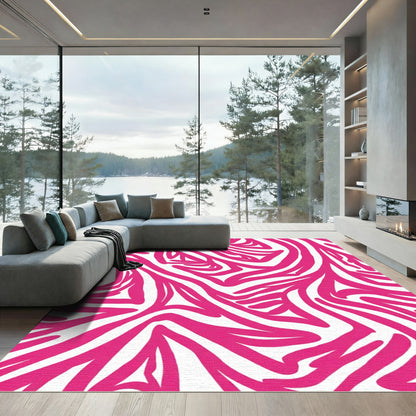 Hot Pink Abstract Stripe Rug