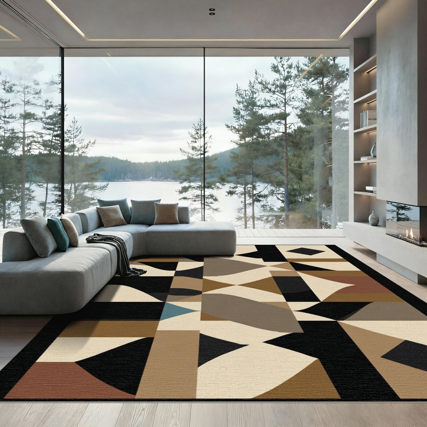 Earthy Tones Geometric Abstract Rug