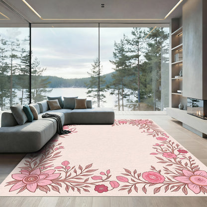 Charming Pink Blossom Vines Rug