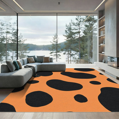 Bold Orange Black Blob Rug