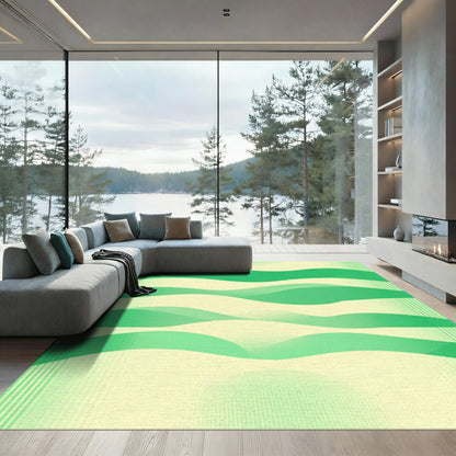 Green Gradient Abstract Wave Rug