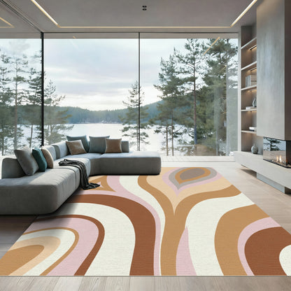 Retro Earthy Swirl Serene Waves Rug