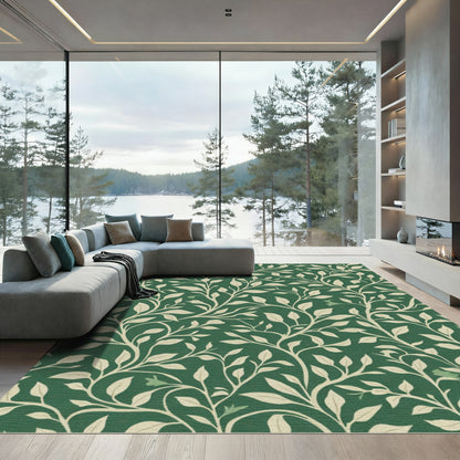 Forest Green Leafy Vine Rug