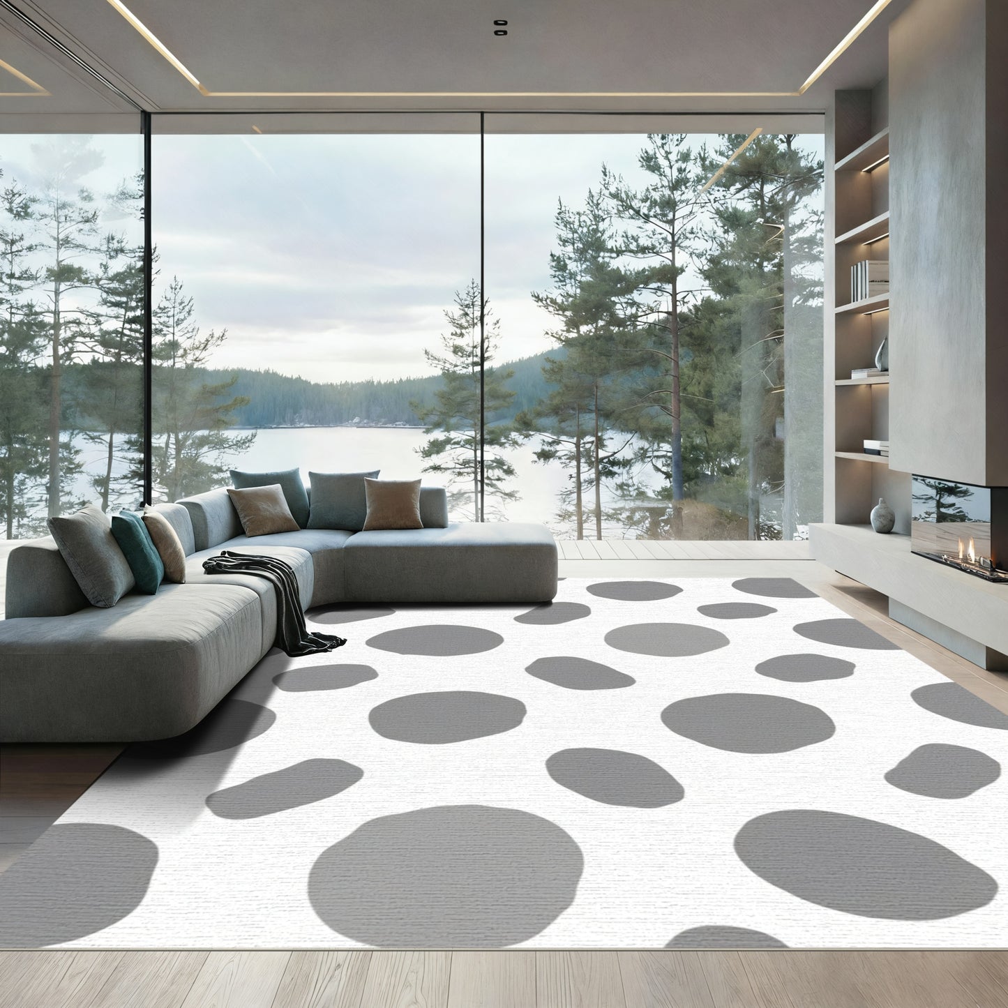 Gray Organic Spots Abstract Rug