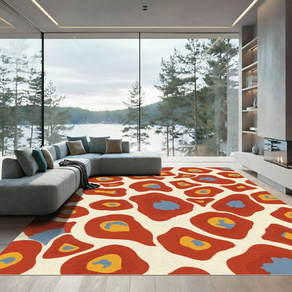 Red Ochre Abstract Animal Spots Rug