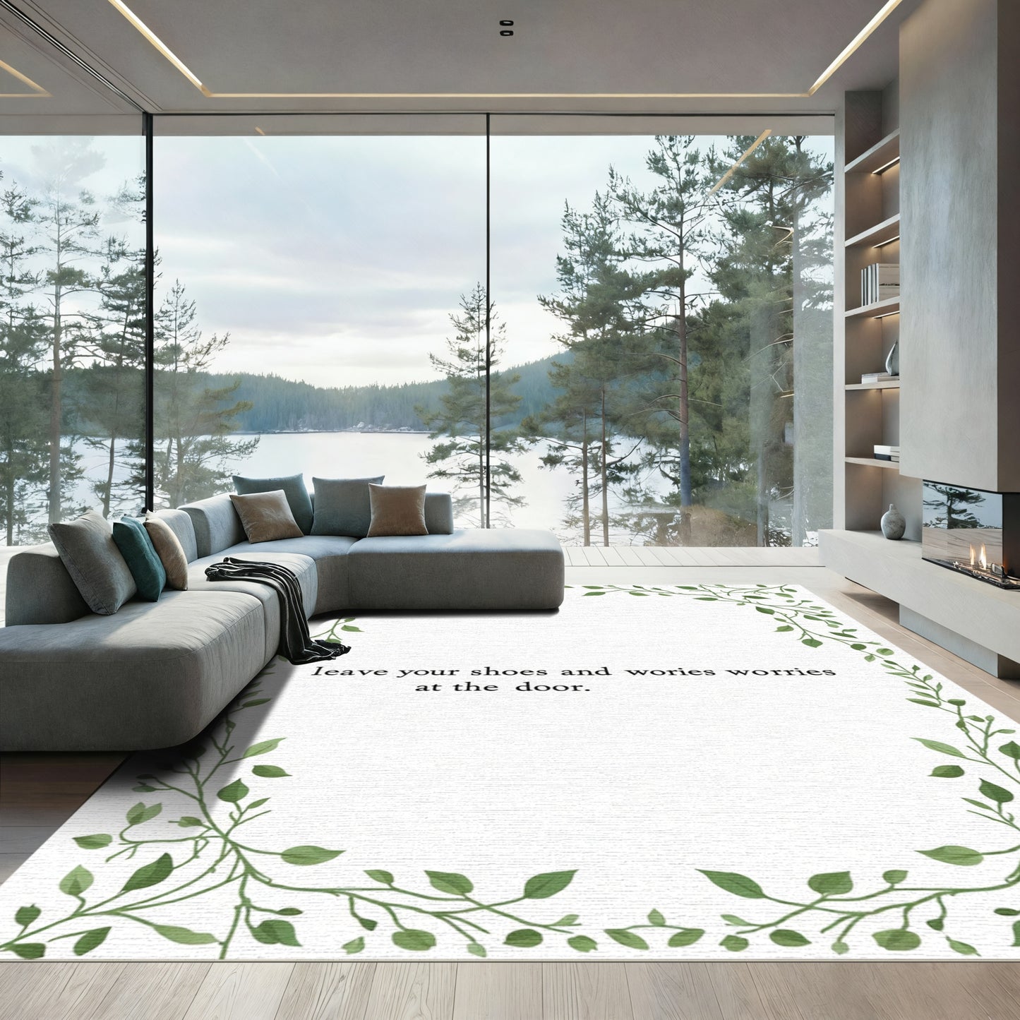 Green Vine Border Folia Greeting Card Rug