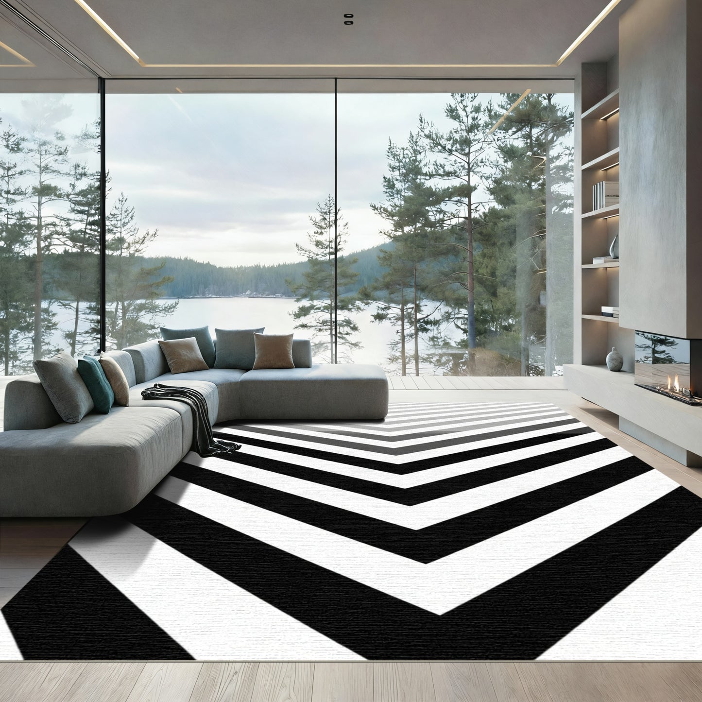 Monochromatic Chevron Angles Rug