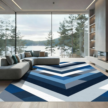 Cool Tones Geometric Chevron Rug