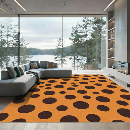 Orange Brown Polka Dot Scatter Rug