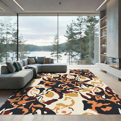 Bold Earthy Abstract Swirls Rug