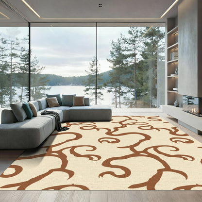 Creamy Brown Intertwined Vine Rug