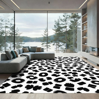 Bold Black Abstract Spotty Rug