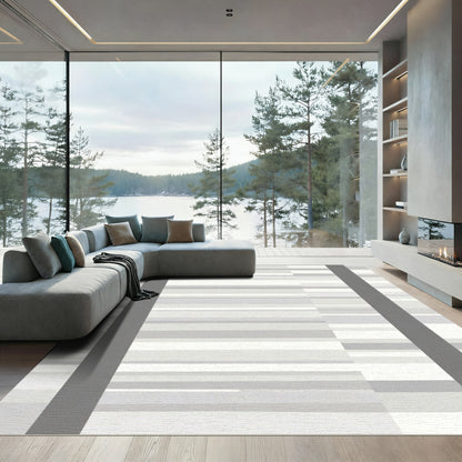 Cool Gray Horizontal Stripe Array Rug