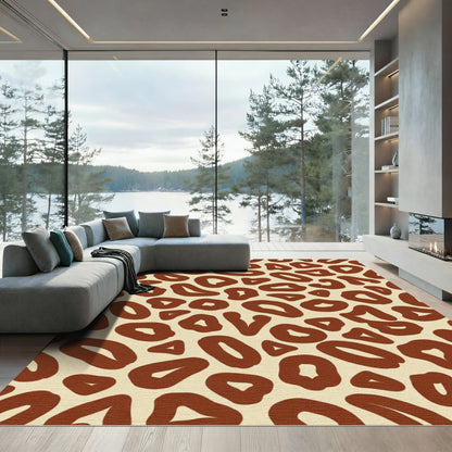 Brown Abstract Animal Print Rug