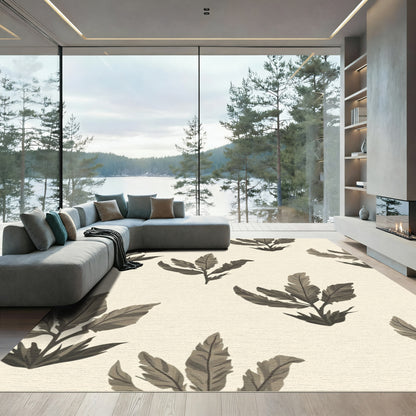 Sepia Botanical Leaf Arrangement Rug
