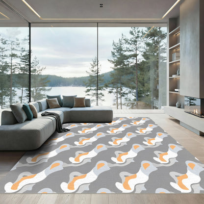 Modern Gray Abstract Organic Flow Rug