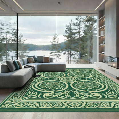 Victorian Emerald Floral Scroll Rug