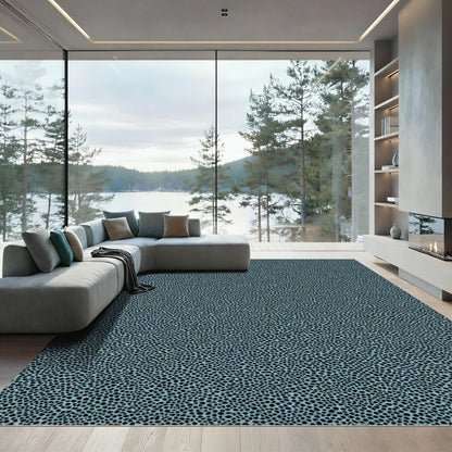 Aqua Abstract Pebble Texture Rug