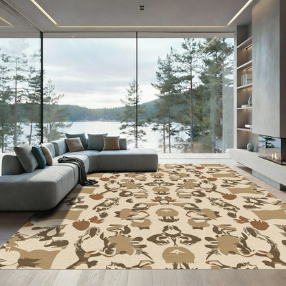 Earthy Tawny Abstract Symmetry Rug